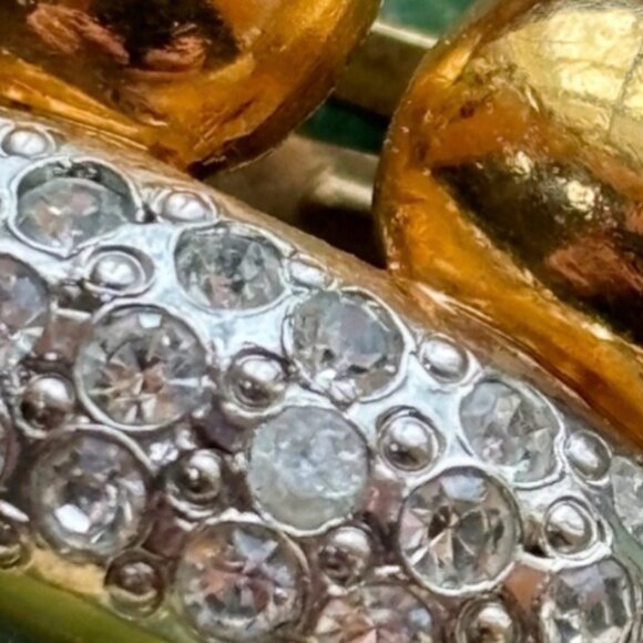 Valentino Vintage Rhinestone Clip-On Earrings Gold Tone - Picture 7 of 7